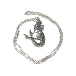 Laghcat Mermaid Necklace Silver Tone 2.5” Pendant 26” Chain Sea Nautical Gift